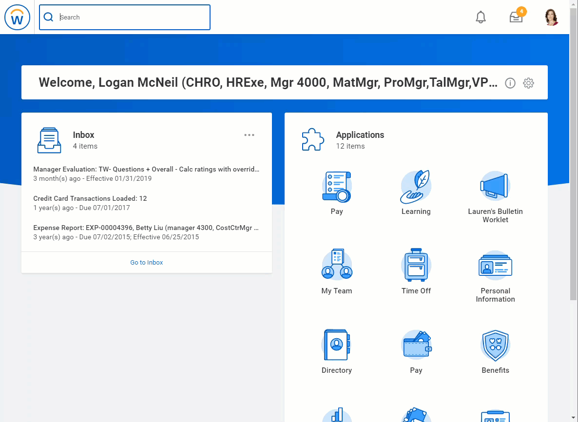 How a user keyboard-navigates through each element in the Workday homepage
