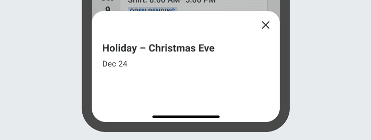 An iOS informational sheet