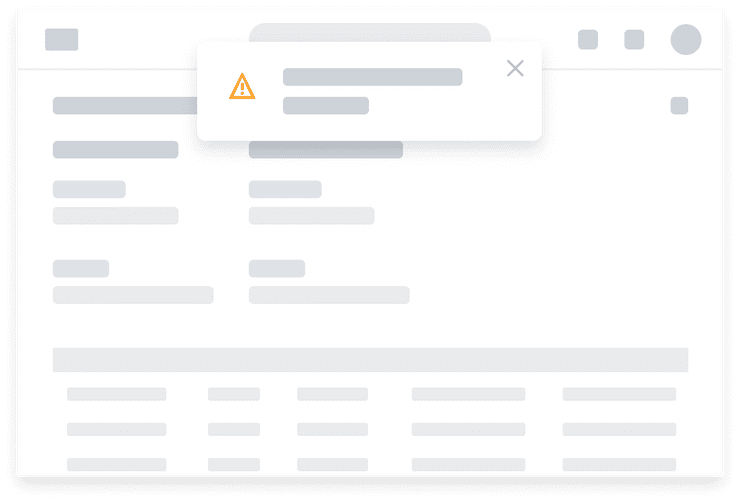 Low-fidelity representation of a dismissible Toast alert message positioned at the center-top of the page.