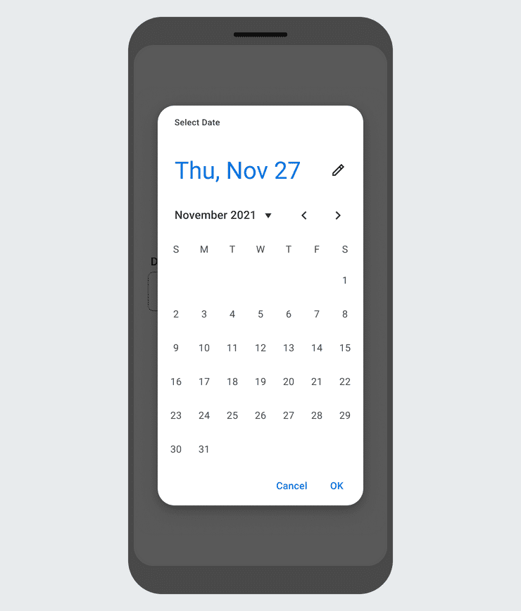 image of the native date picker