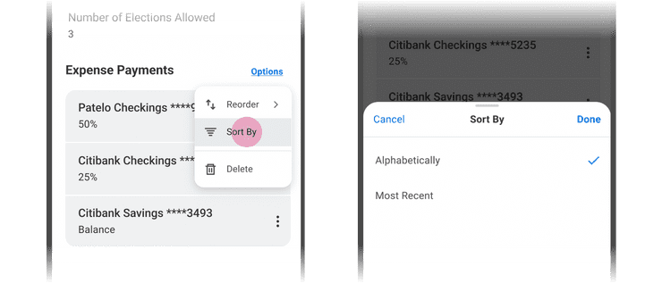 Image of a flow that links Menu to Action Sheet after an interaction.