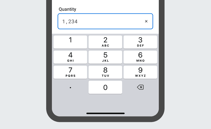 a number input alongside a number pad