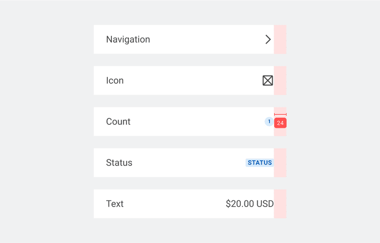 Trailing metadata vertically stacked