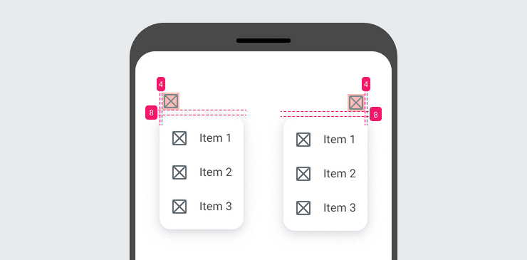 placement of a menu on a screen