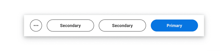 Action bar on tablet with one Primary and two Secondary Buttons