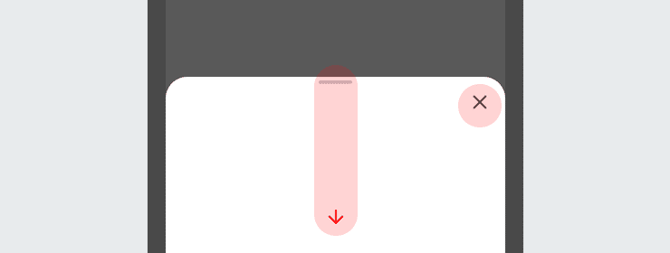 Image of different dismiss options for the bottom sheet.