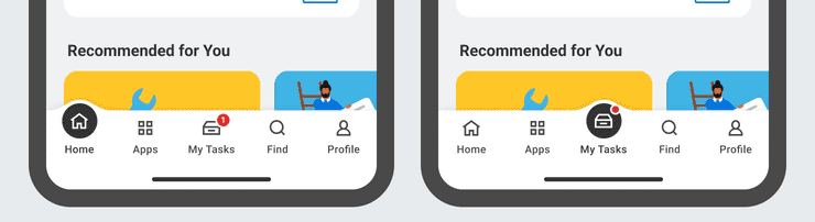 Image of bump animation and change from count to dot badge