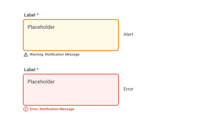 Image of an Errors and Alerts on Text Areas.