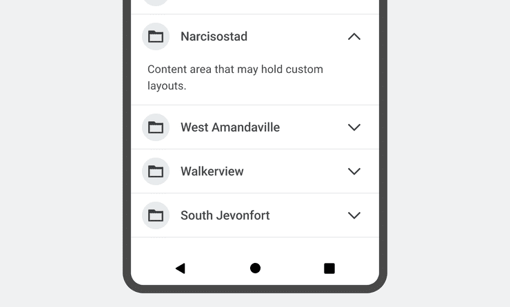 A vertical stack of Expandable Containers with one expanded.