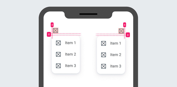 placement of a menu on a screen