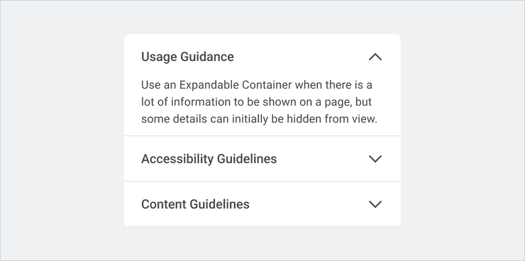 A group of Expandable Containers in a accordion. The third one is expanded