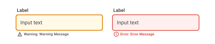 Image of two Text Input showing the notification states.