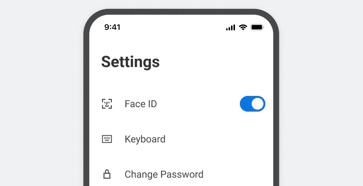 A list of settings with on/off Switches.