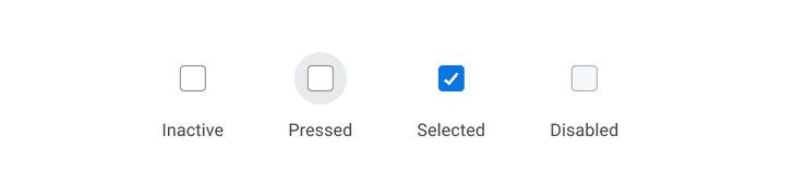 Image of Checkbox Interaction states.