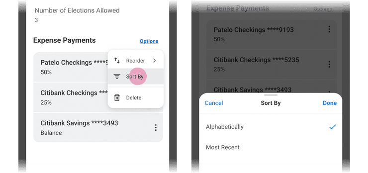 Image of a flow that links Menu to Action Sheet after an interaction.