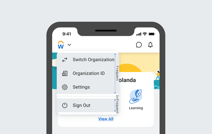 prominence of list items in a menu