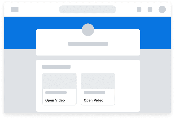 Low-fidelity illustration of a page with 2 cards. Each card has a tertiary action button justified left.