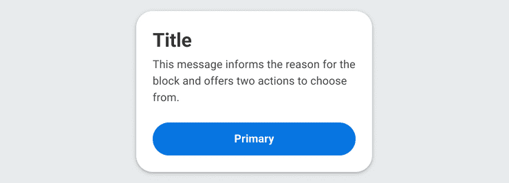 Alert dialog with 1 primary button