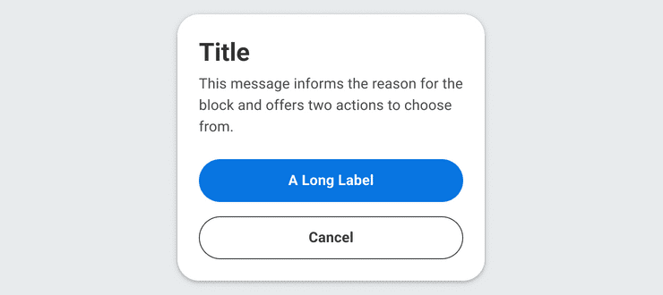 Alert dialog with 2 vertically stacked buttons